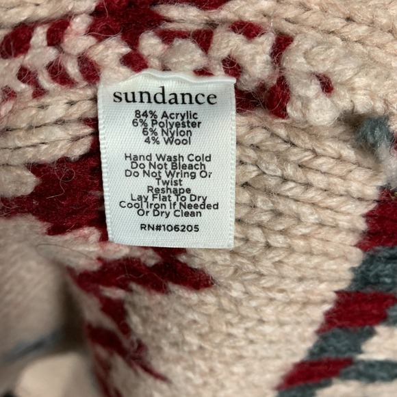 Sundance Juneau Skies Sweater Coat Women's XS Cream Fair Isle Longline Western - Picture 10 of 14
